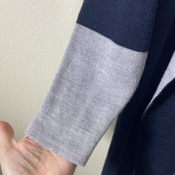Oriana Made in Italy Women's Gray & Navy Wool Blend Open Cardigan! - Picture 4 of 5